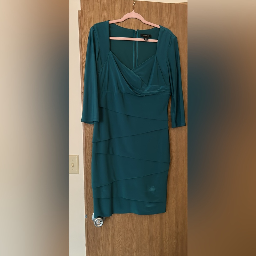 White House Black Market Dark Green Dress | 3/4 Sleeves | Size 14